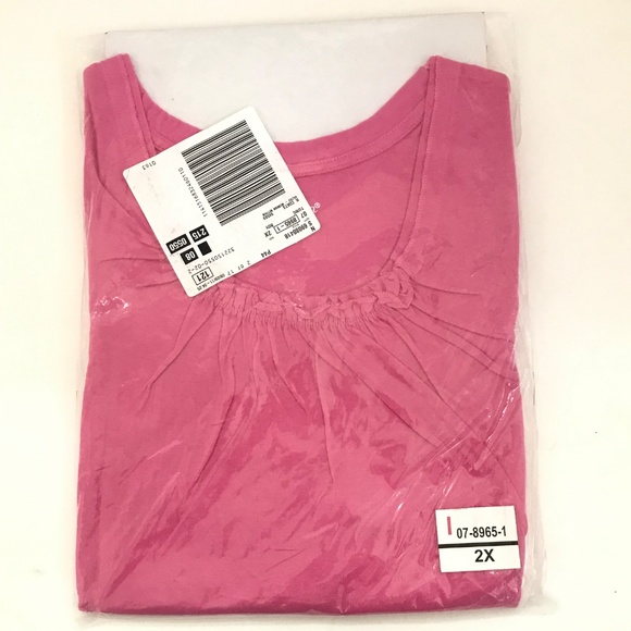 WOMAN WITHIN 100% Cotton Short Sleeve Tunic Pink New Women’s Plus Size 2X - Picture 8 of 8